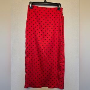 Zara Red and Black Polka Dot Pencil Skirt